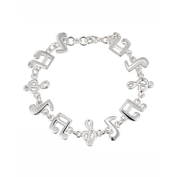 Musical Notes Sterling Silver Plated Charm Bracelet - Picture 4 of 4
